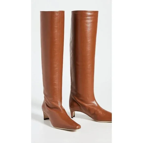 Staud Wally Knee High Leather Boots Tan Brown Womens Size 36 - Picture 3 of 13